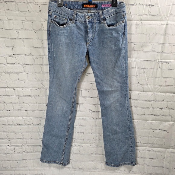 Vintage Y2K Dollhouse Junior's Jeans Embellished Distressed Sz. 11 B-E - Picture 1 of 11